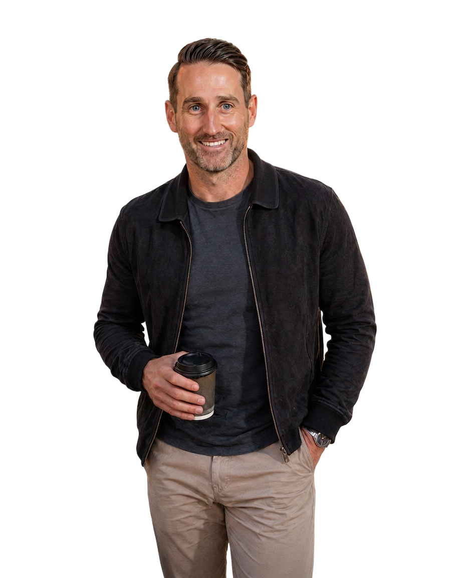 Sandy MacKay with a coffee